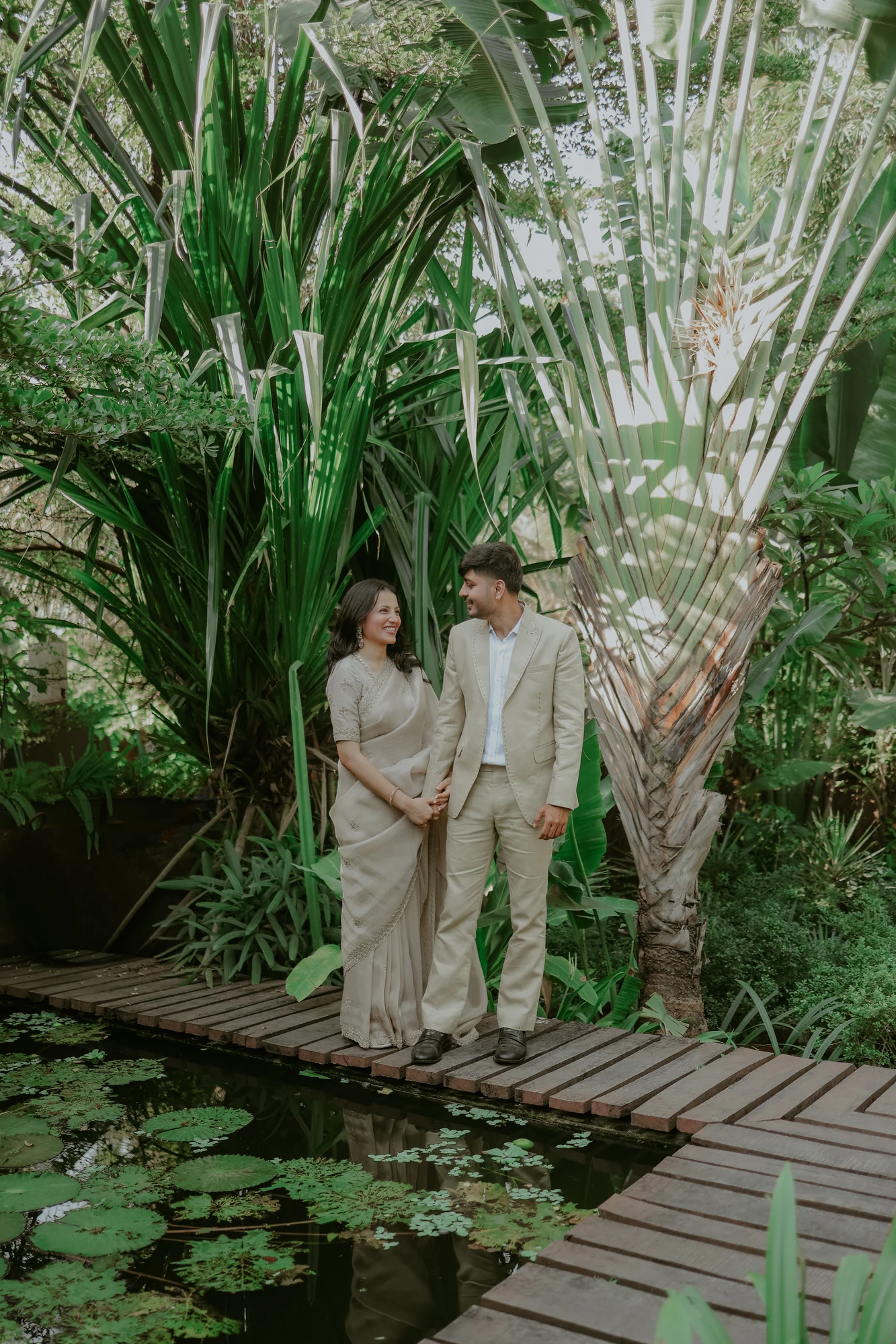 Couple on tropical pathway