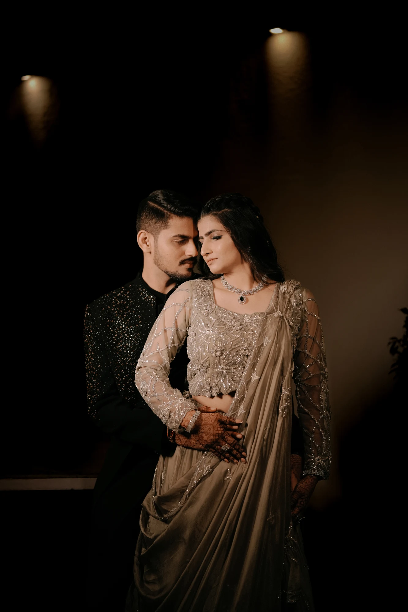 Couple intimate portrait in evening light